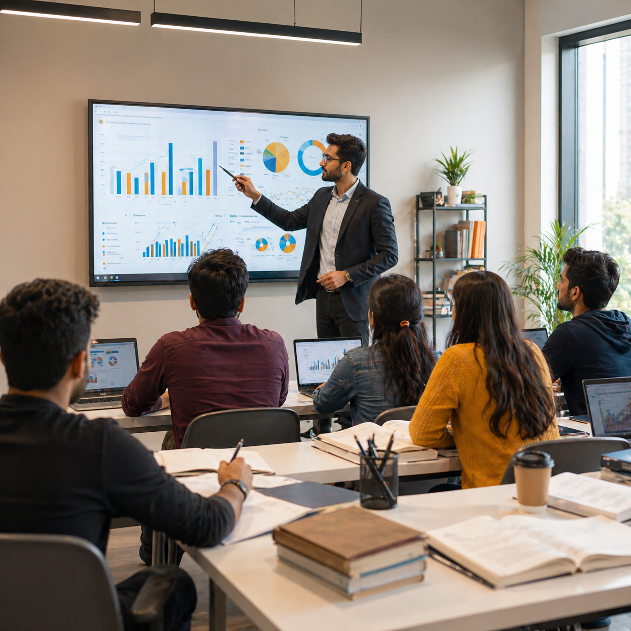 StudyBooz students studying in a modern classroom